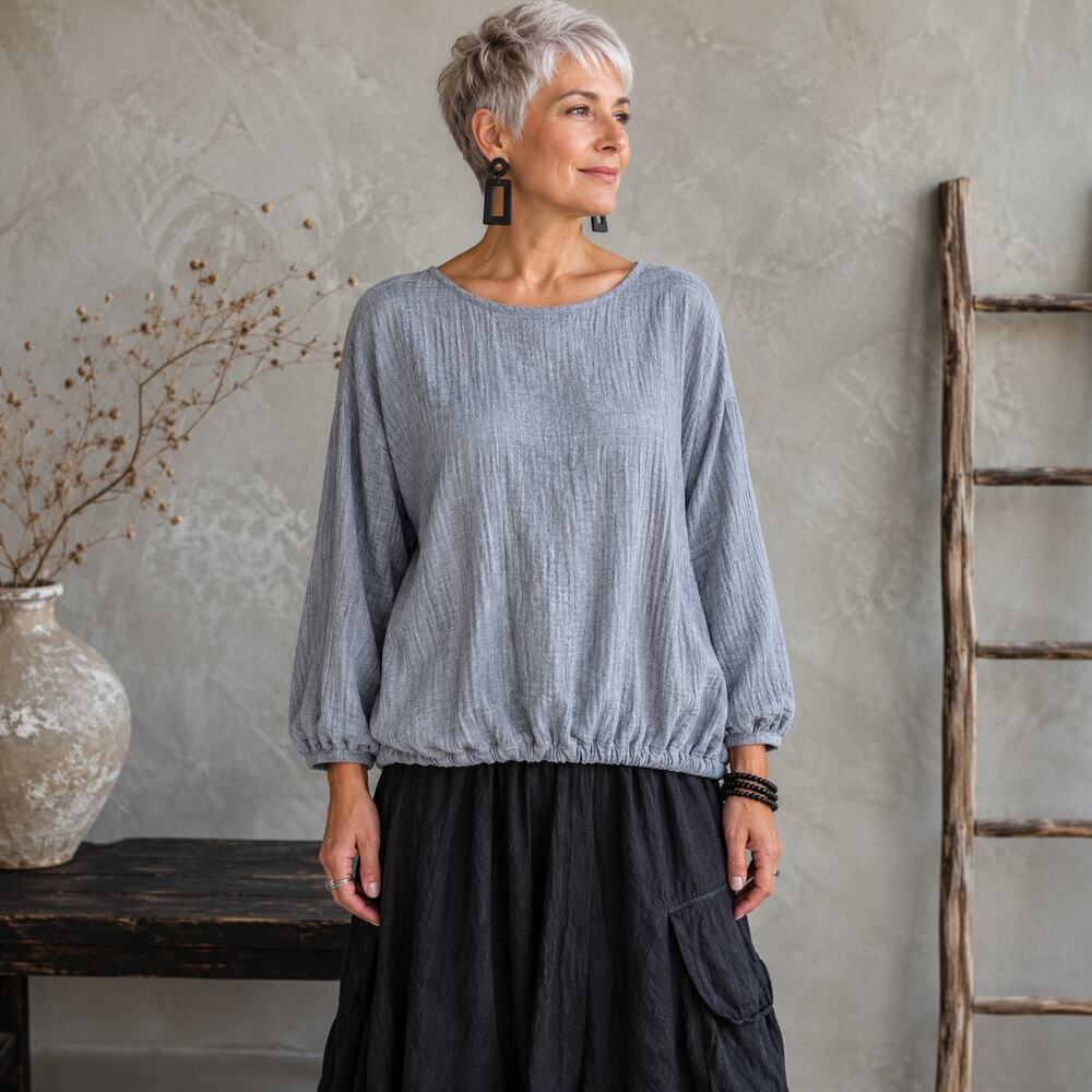 Bryn Walker Blue Gray Gauzy Cotton Crop Top XXS